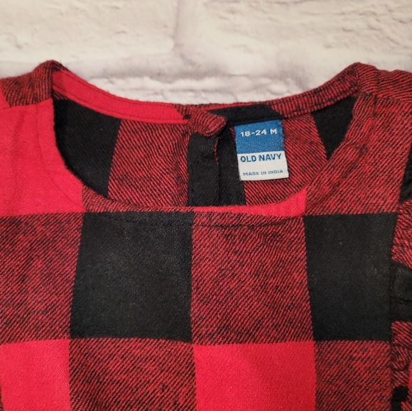 Old Navy Long-Sleeve Ruffle-Trim Plaid One-Piece Romper - Picture 3 of 3